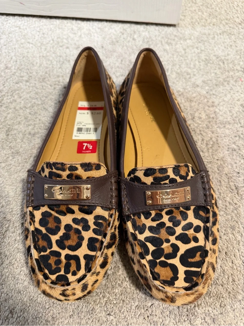 Coach Leopard-Print Penny Loafers with Dark Brown Trim